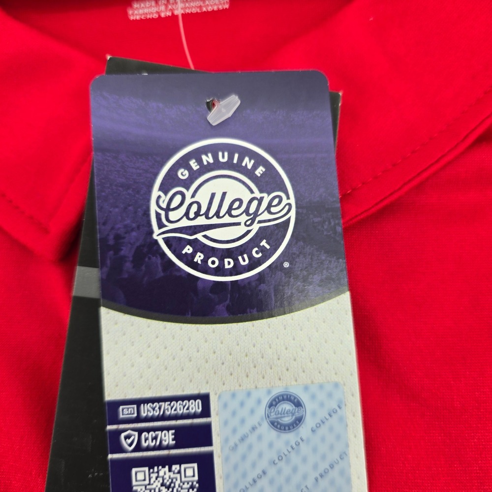 Captivating Polo Shirt Mens Wisconsin Badgers Embroidered Striped Red 2XL NWT - Picture 5 of 9